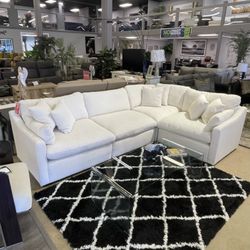 Pluma Ivory Fabric Modular Sectional / 4pc