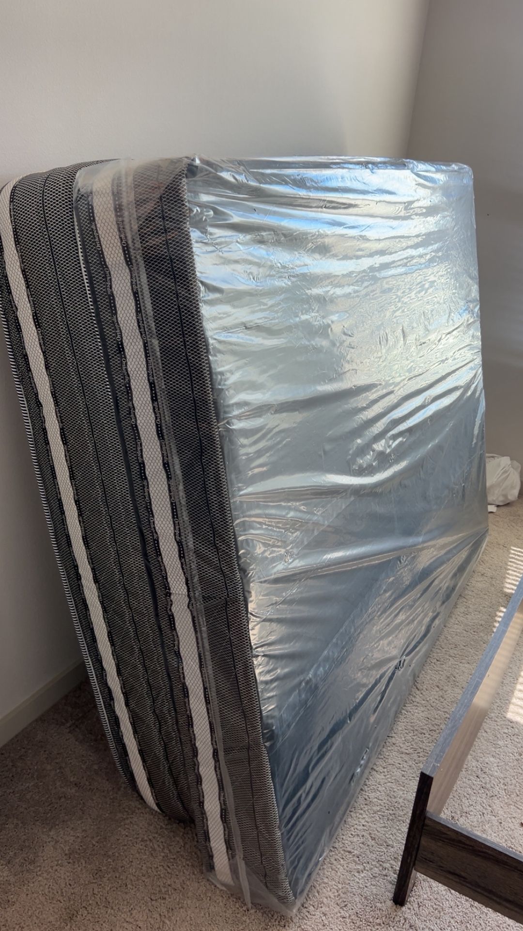 Brand New Full Size Mattress Box Frame And Bed Set With Free Living Room Tables