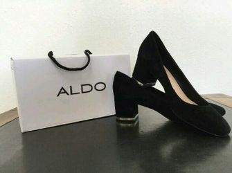 Aldo Falia Kitten Heel Pumps 964, Black with Gold Accent Size 9