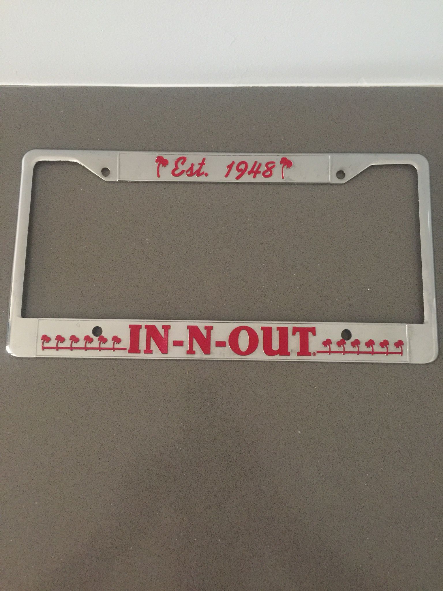 in n out, Other, Rare Innout Burger Double Palm Tree Chrome Vintage License  Plate Frame Only
