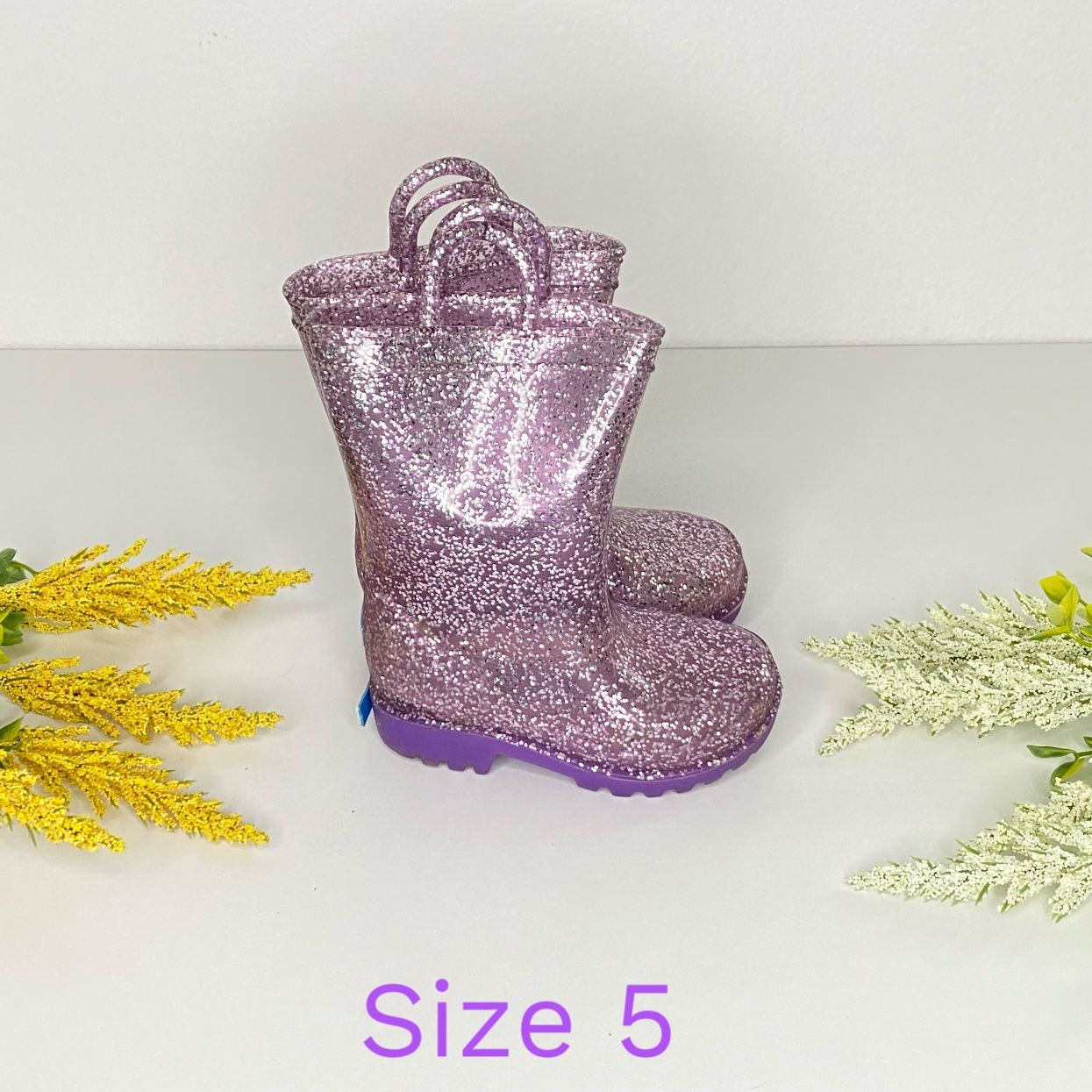 Zoogs Girl's Purple Glitter Handle Rain Boots Toddler Size 5