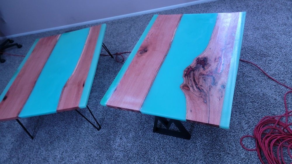Custom White OAK Epoxy Tables