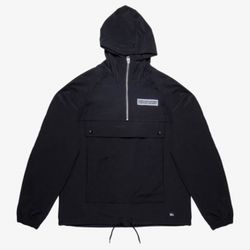 New High Supply Anorak Jacket Sz Small Adult Unisex Black And White Hooded Waterproof Kangaroo Pocket 