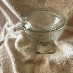 Vintage EAPG Clear Glass Covered Compote Dish