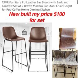 New  2 brown leather Counter 30” high Stools for Kitchen Island  $100 Firm no lower Cash only East Palmdale  off 47th &R8 Address will be provide when