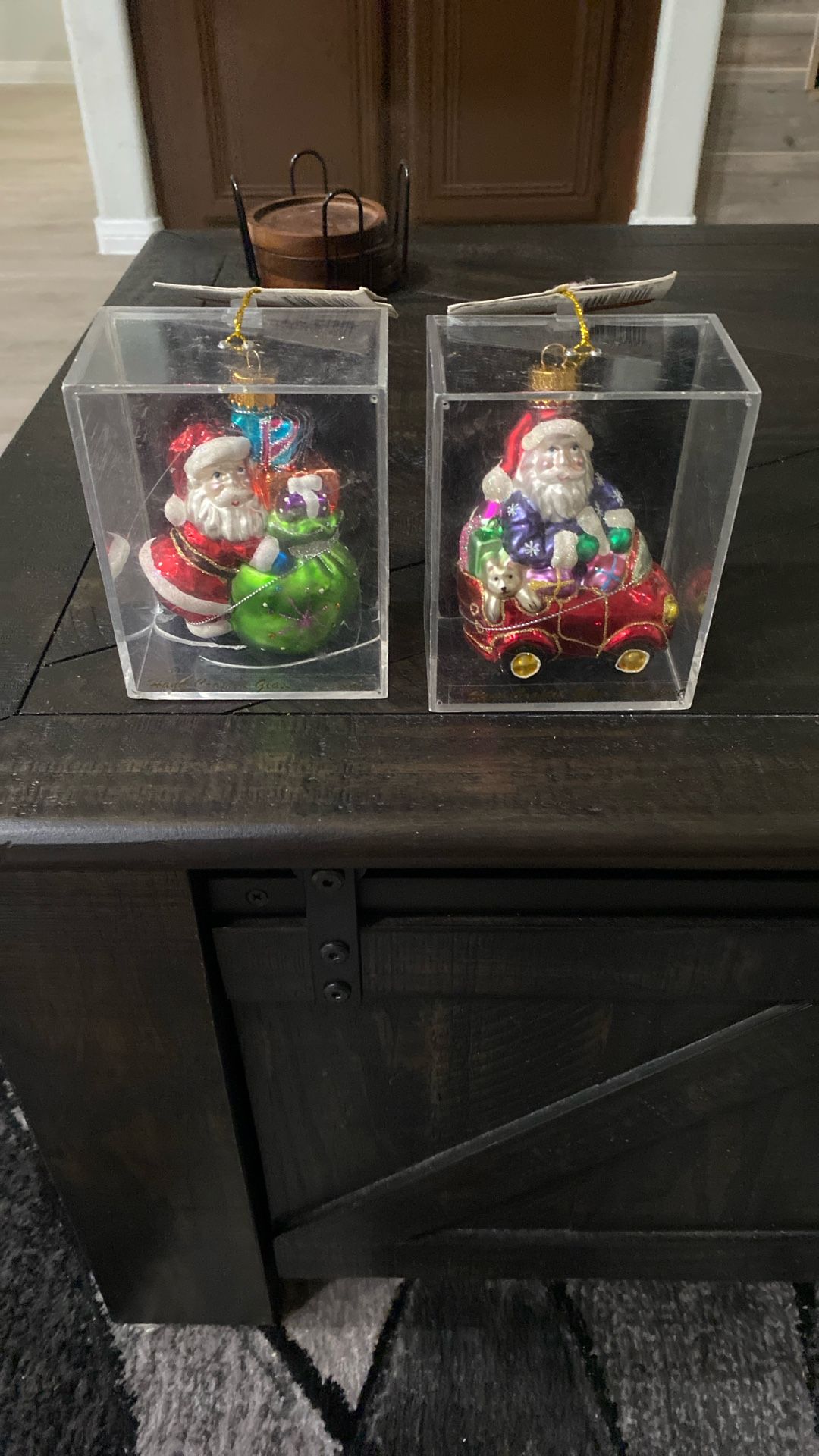 Christmas Santa Hand Blown Ornaments