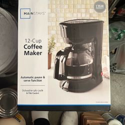 Mainstays 12 Cup Black Coffee Maker New