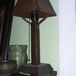 Heavy Hammered Copper Antique Lamp Hand Made American Arts And Crafts 1900 Lead Filled Heavy, Works