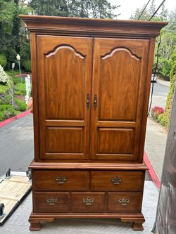Narrow Media Cabinet with Metal Pulls