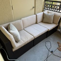 4 Pc Wicker Patio Furniture Set In beige