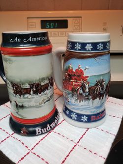Set Of 2 Vintage Budweiser Steins