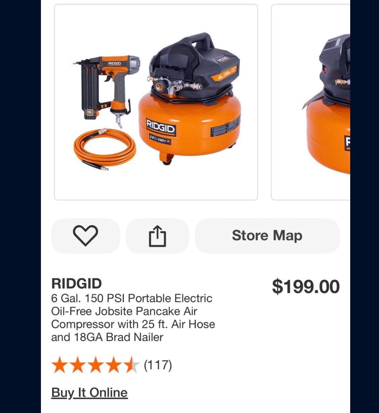 Ridgid 6 Gallon Air Comprosser