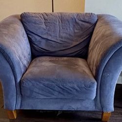Oversized Blue Upholstered Armchair