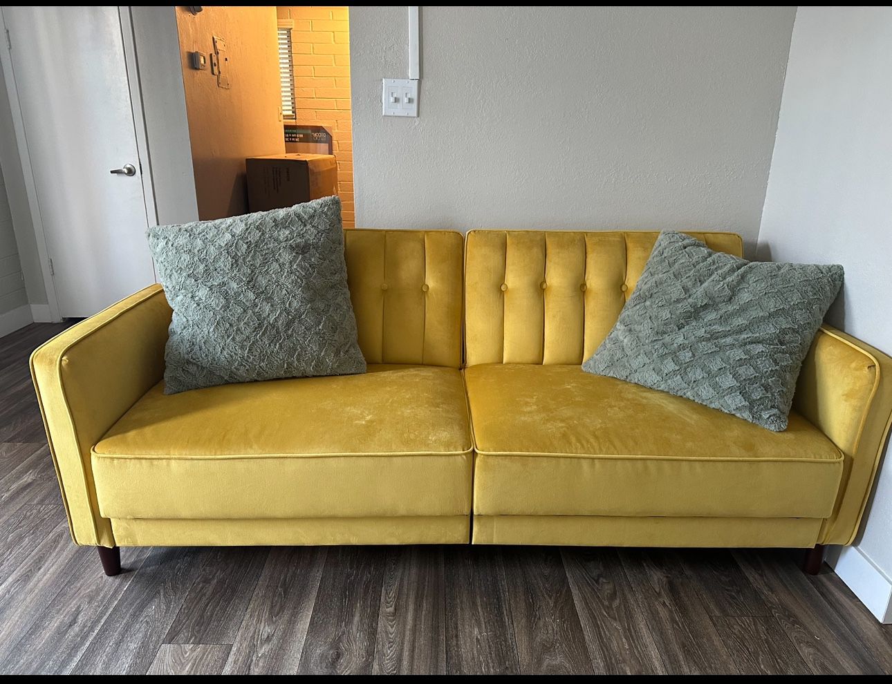 Ashley furniture mustard Yellow couch/futon