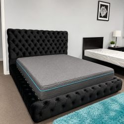 Black queen size bed frame