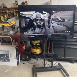 Entertainment Cart! Includes: 52” tv, Rolling TV stand and Apple TV - perfect for Bbq/ Patio, Garage, Gym! Awesome Gaming Cart (no Xbox / PlayStation)