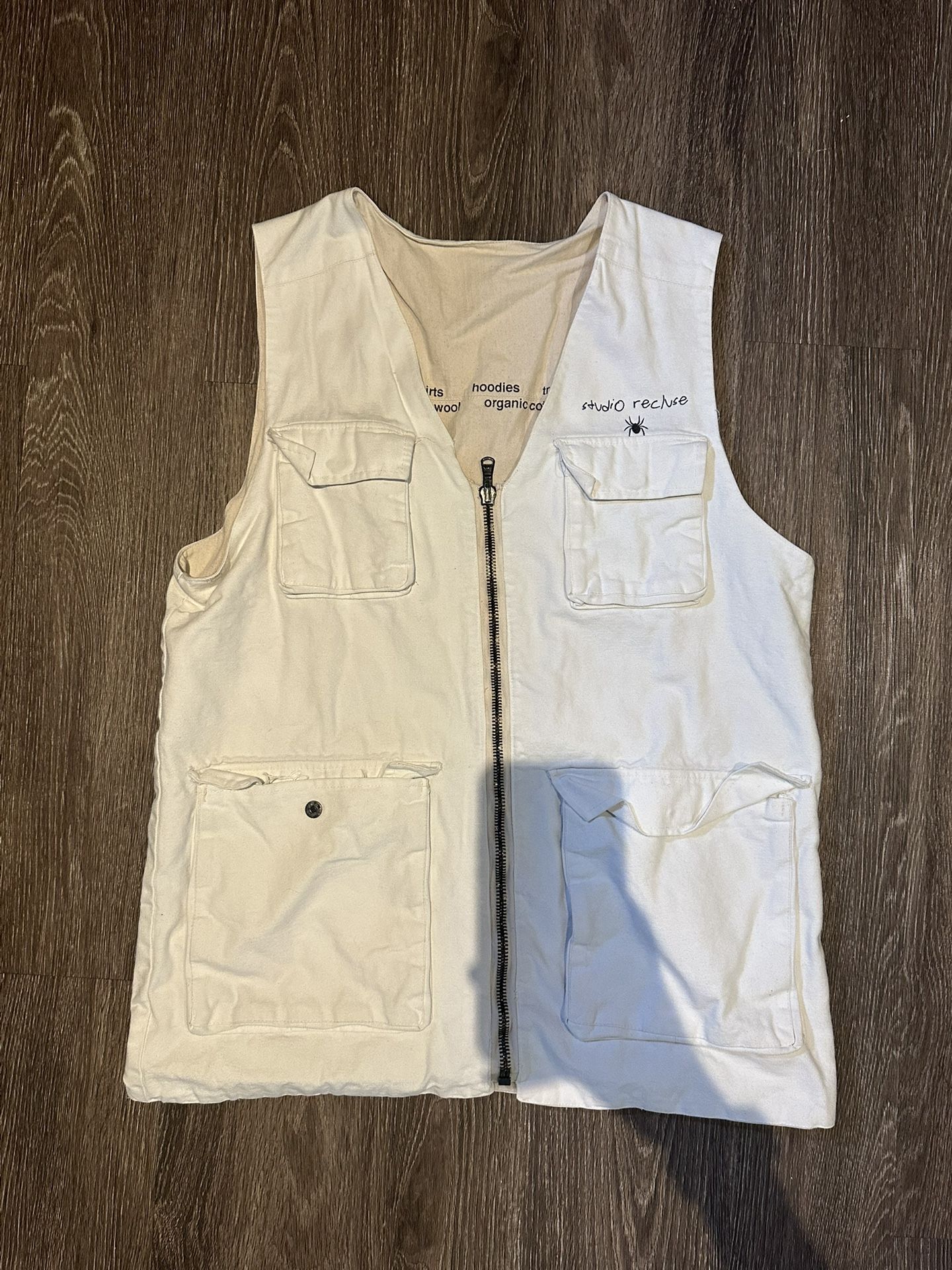 🤍 Men’s Oversize Reversible Ivory Vest – Size Free