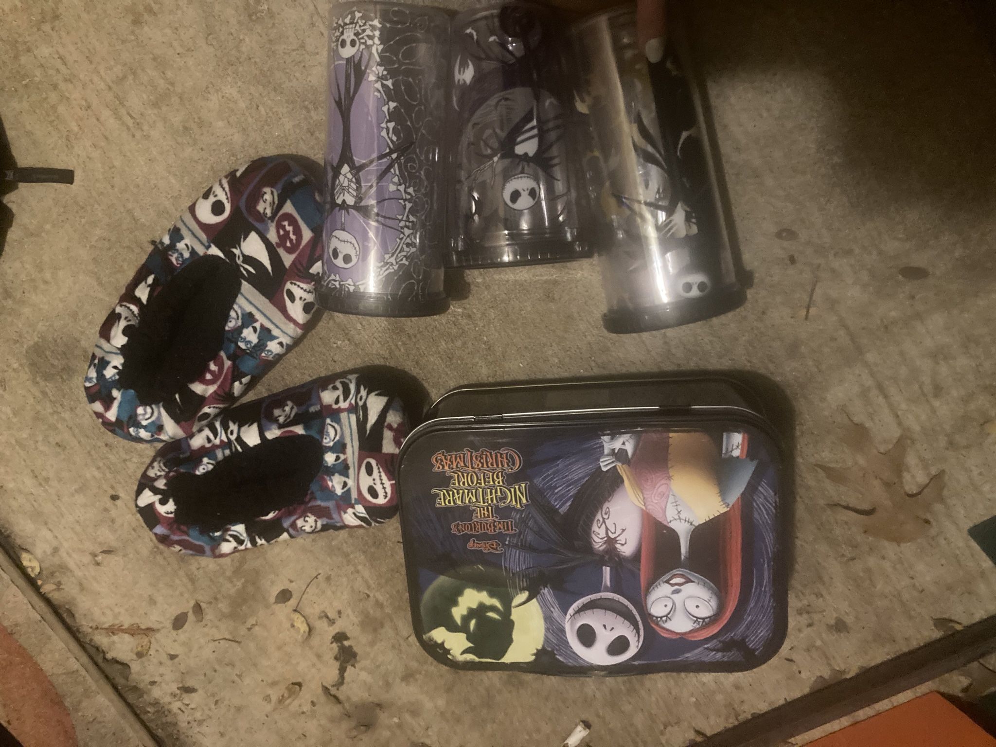 Nightmare Before Christmas Bundle - Cups Lunchbox Brand New Slippers