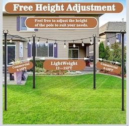 🌼 7 Pack String Light Poles,Metal Poles for Hanging Outdoor Light Strings,7 Pack 10 FT Light Poles Stand for Outside Garden,Patio,Wedding,Backyard,De