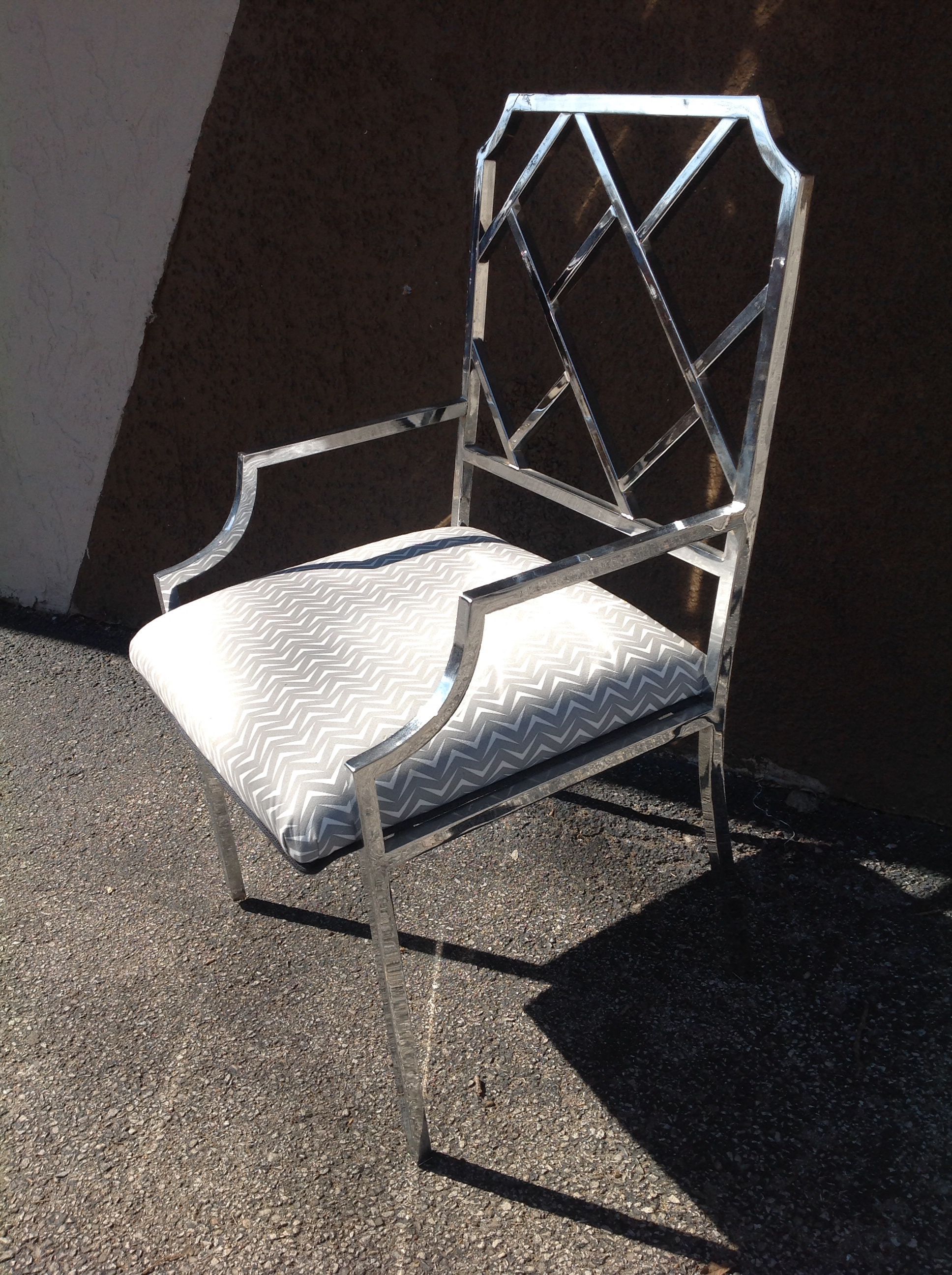 Cute Chrome MCM Wide Ladder Back Chair For Sale
