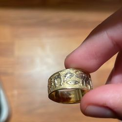 14K Solid Gold Good Luck Ring 