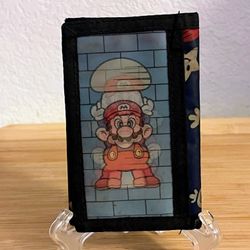 Super Mario Bros Vintage Trifold Wallet Lenticular 1990 Nintendo
