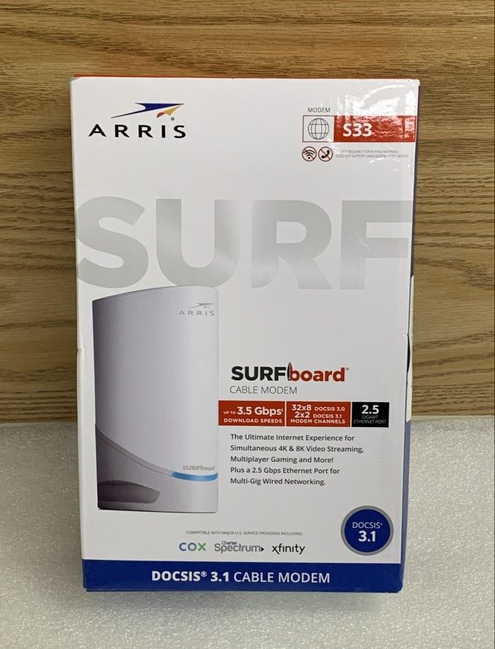 Arris - SURFboard S33 32 X 8 DOCSIS 3.1 Multi- Gig Cable Moden With 2.5 Gbps