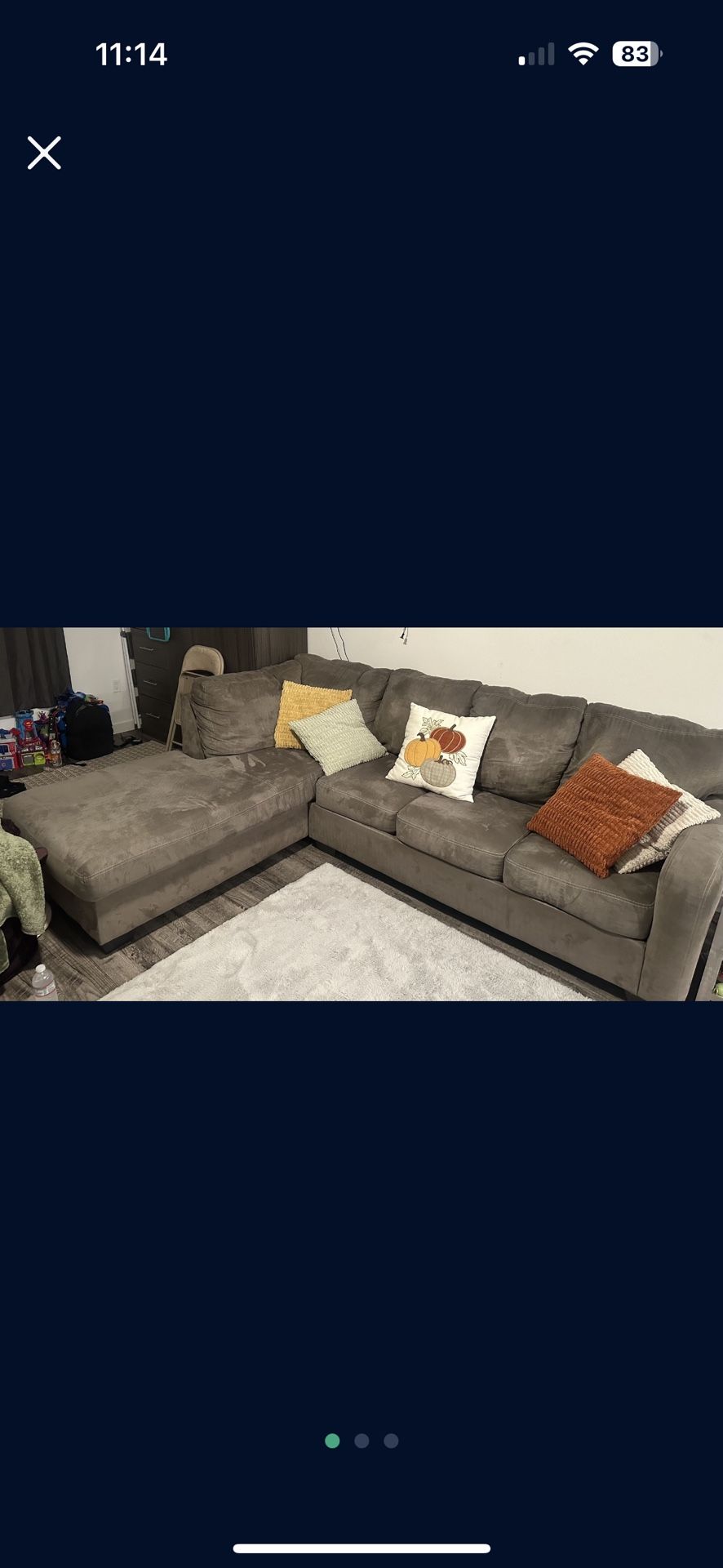 Gray Sectional Couch – 4-Seater, Good Condition