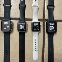 FIRM PRICE - 4 Apple Watches, 3 Brand New USB C Fast Chargers/One USB 3.0 Charger, 8 Cases/Screen Protectors, Extra Band