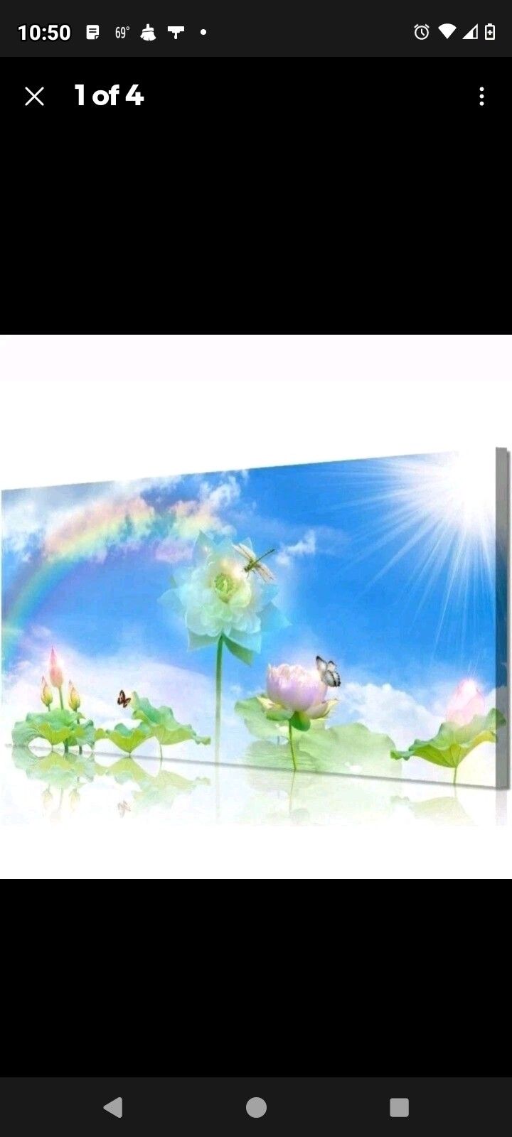 20*40 Framed Rainbow Lotus Butterfly Canvas Wall Art