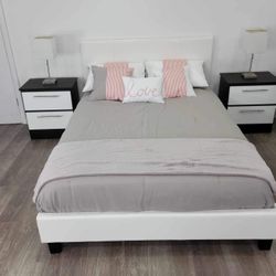 Brand New Queen Bed with MATTRESS and 2 Nightstands / Cama Queen con Colchon y Mesas de Noche Nuevo a Estrenar … Fast 🚚