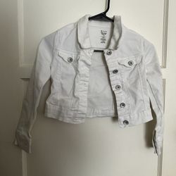 Girls White Jean Jacket Size 7/8