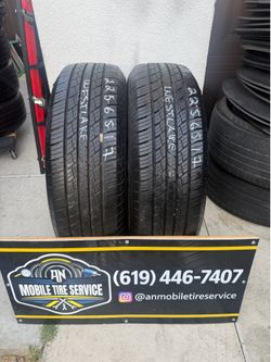 2 USED TIRES 225/65/17 WESTLAKE SU318 H/T $130 CASH PRICE MOUNTED & BALANCE