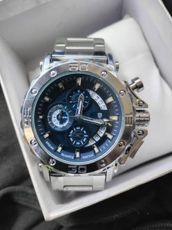 Poedagar mens chronograph stainless steel watch