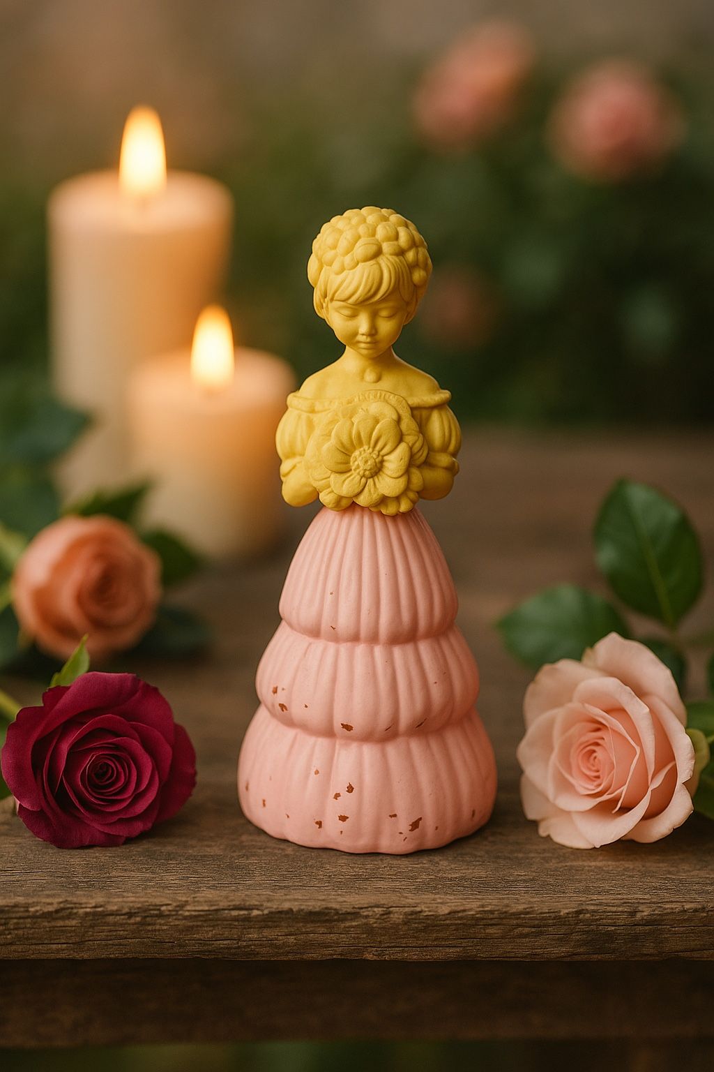 Avon USA 1970s Empty Figural Garden Girl Sweet Honesty Cologne Decanter, 6.5”