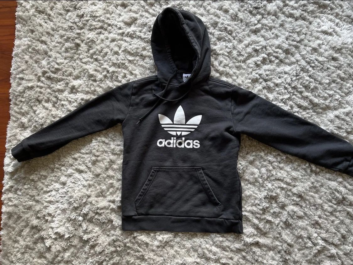 Adidas classic cotton fleece Black Hoodie Men's S Or boys size 14