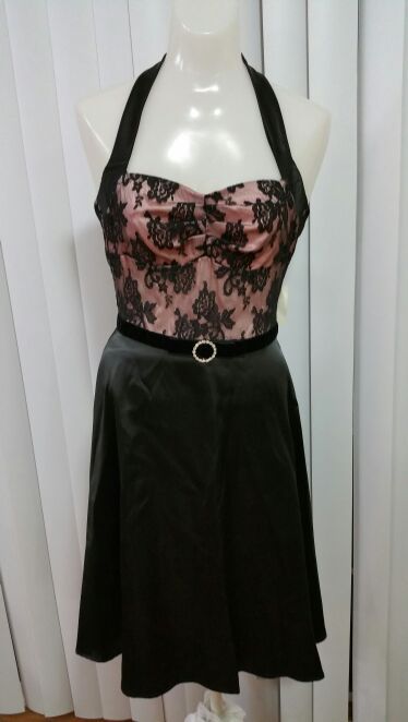 New Arden B pink lace Saturn Halter Top Prom Formal Dress size XS