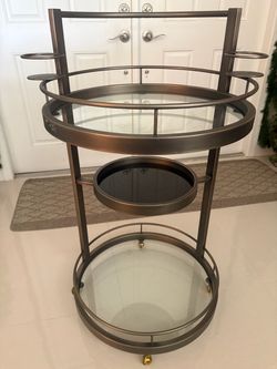3-Tier Round Metal Bar Cart