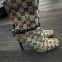Gucci Vintage GG Monogram High Heel Boots 