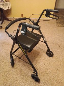 Rollator Walker with brakes and storage under seat