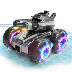 Amphibious Remote Control Car with Water Gun,Waterproof Monster Truck Rc Boat Water Tank Swimming Pool Toys,Gesture Sensing RC Stunt Cars,Birthday Gif