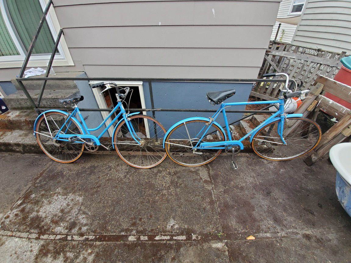 Original his and hers Schwinn Suburban bikes