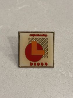 "Decco" California Lottery Lapel Pin Vintage Beige Color Square Pin, 1 x 1" Clea