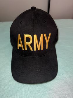 NEW UNITED STATES ARMY GOLD & BLACK EMBROIDERED ARMY CAP ADJUSTABLE SIZE