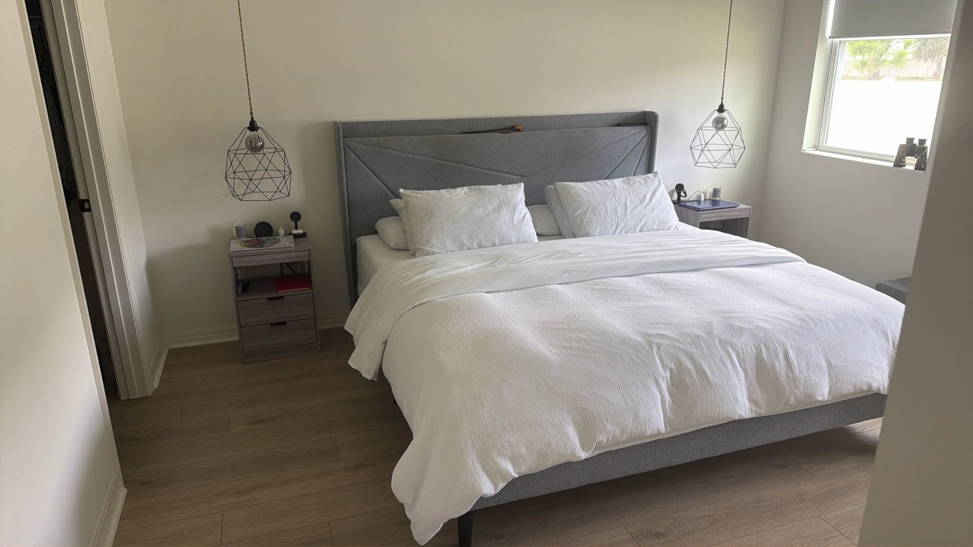 King bed frame and 2 night stands