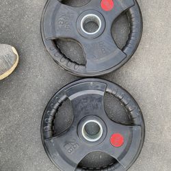 25lb Rubber Coated Olympic Weight Plate Set 