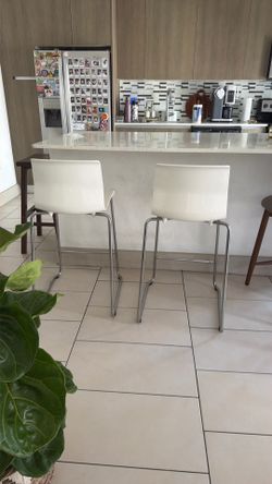 IKEA GLENN Bar stool, counter height white/chrome plated, 26 "