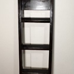 Dark Wood Ladder Shelf / Blanket Ladder – Decorative Leaning Rack for Towels, Blankets, or Clothes