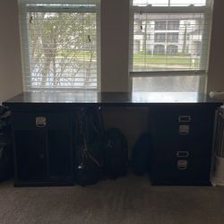 3 piece black wood desk