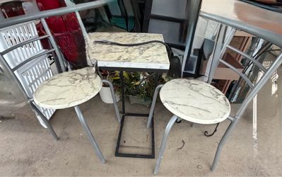 Faux Marble Top Side Tables Set of three with electricity